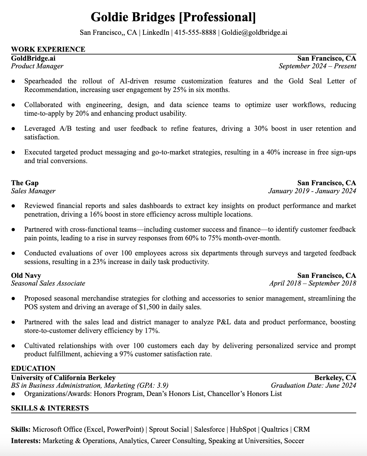 ATS-friendly resume template preview